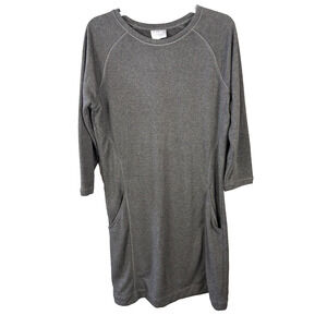 Buki Collection Women's Stacy Dress Size Medium Gray Pockets 3/4 Sleeve Comfy
